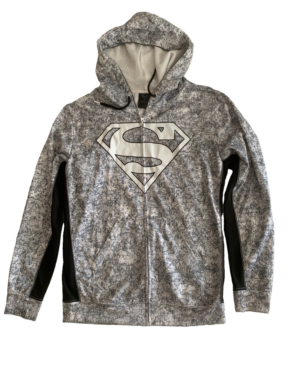 DC Comics Superman Gray Black Full Zip Hoodie M Vintage